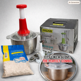 Kitchen Fresh Prep Combo Deal – 2L Manual Hand Press Vegetable Chopper, Meat Mincer & 100 Elastic Stretchable Food Covers
