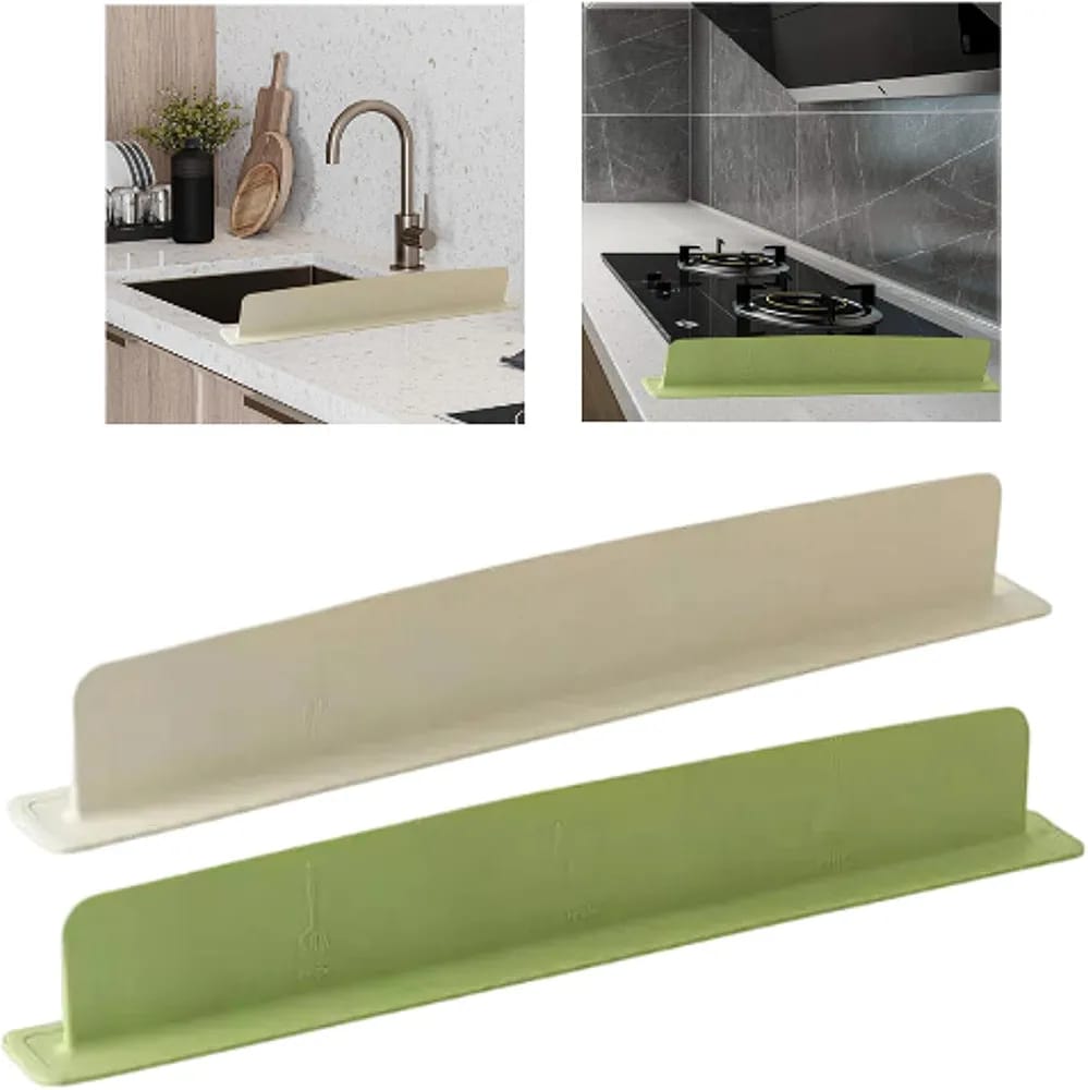 Kitchen Sink Splash Guard Water Barrier – Self-Adhesive Silicone Water Splash Guard for Kitchen Sink, Countertop & Stove